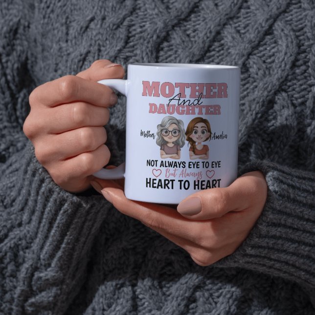 Caneca Distância Mãe Filha Amor Coração a Coração (Criador carregado)