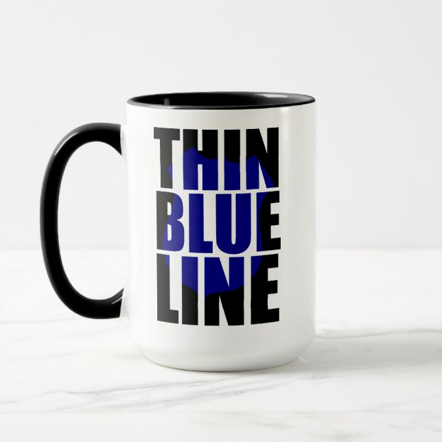 Caneca Distintivo de Apoio à Polícia Thin Blue Line (Esquerda)