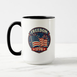 Caneca Distintivo Patriótico Bandeira Americana Liberdade