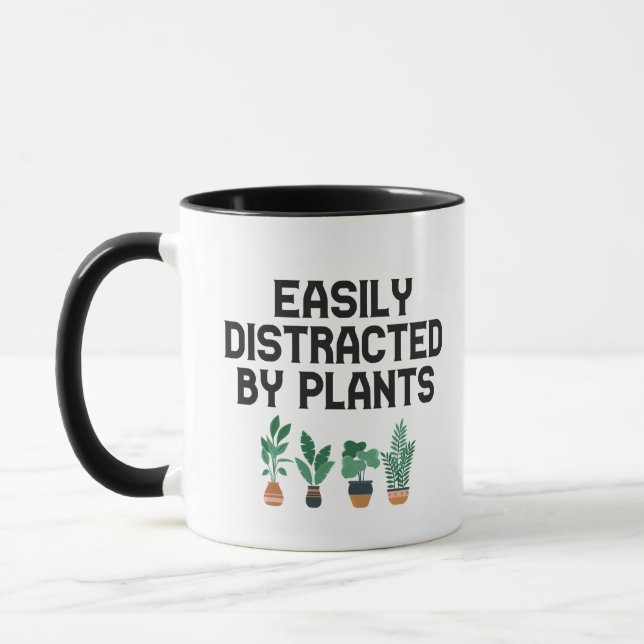 Caneca Distraído Facilmente Por Plantas Engraçadas Em Jar (Esquerda)