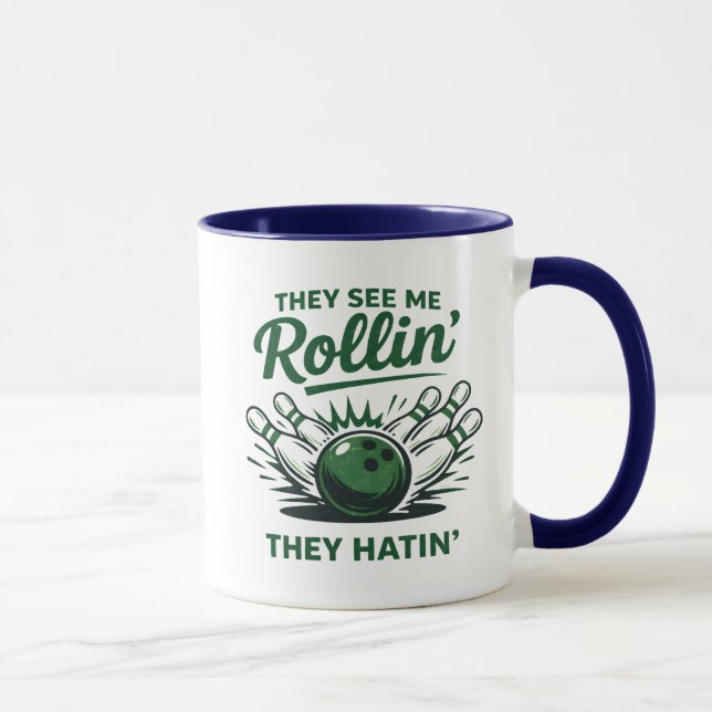 Caneca Dito engraçado de boliche Pins e bolas de boliche  (Direita)