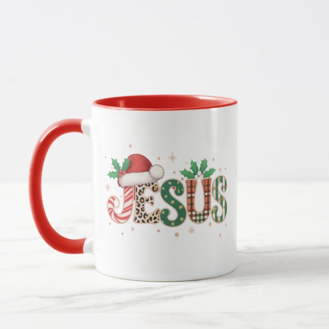 Caneca Dito religioso cristão Jesus Fé Versículo da Bíbli (Esquerda)