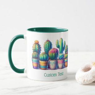 Caneca Diversão de Cactus Personalizado Colorida