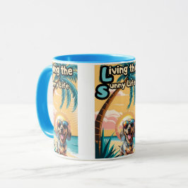 Caneca Diversão de Verão: Óculos de sol num cão Na moda