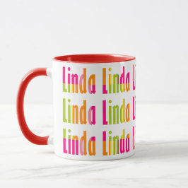 Caneca Diversão e cor brilhante Nome Personalizado "Linda