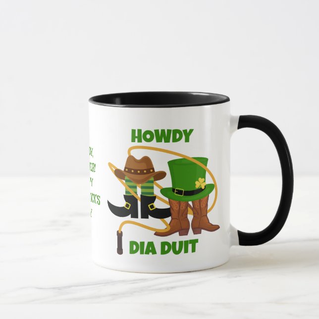 Caneca Diversão Feliz Dia de São Patrício HOWDY DIA DUIT  (Direita)
