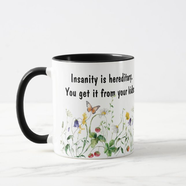 Caneca Diversão Humorística Com Flores Selvagens (Esquerda)