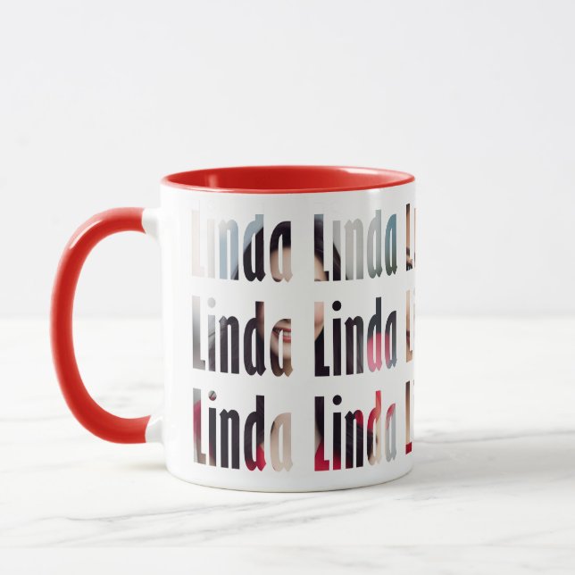 Caneca Diversão personalizada do nome "Linda", fundo de 3 (Esquerda)