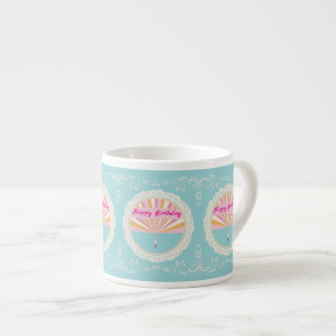 Caneca Divertida de Aniversário, Arco-Íris Rosa Az