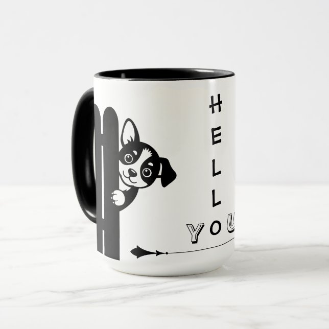 Caneca Divertida de Cachorrinho Peekaboo (Frente Esquerda)