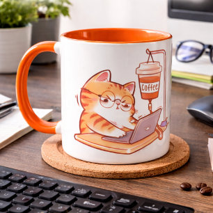 Caneca Divertida de Café com Gato, Programador Can