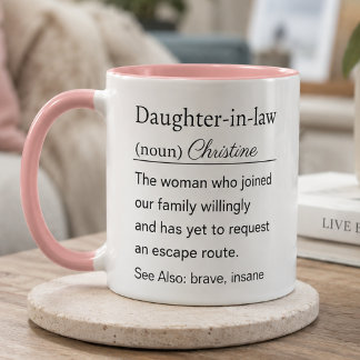 Caneca Divertida Definição de Nora Personalizada Rosa