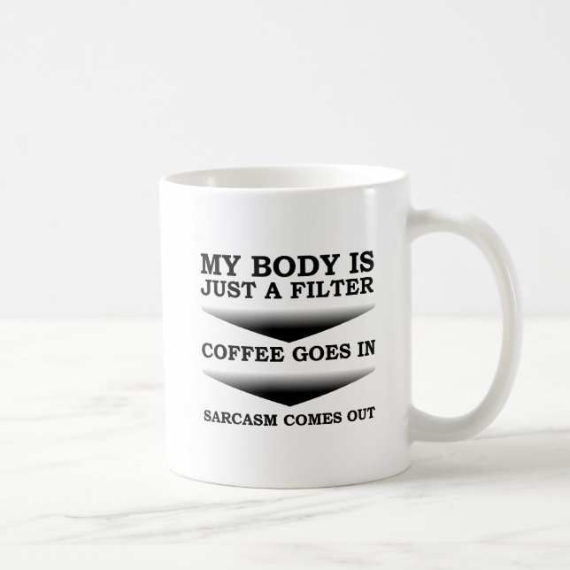 Caneca Divertida Filtro de Sarcasmo de Café (Direita)