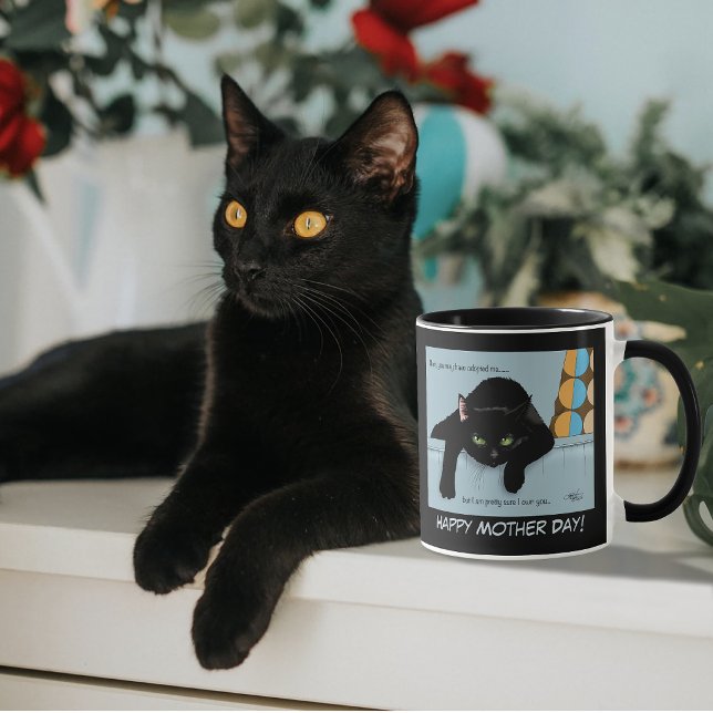 Caneca Divertida Gata Preta Fofa Melhor Mãe do Dia das Mã (Criador carregado)