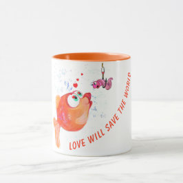 Caneca Divertida Peixe Feliz e Minhoca - Texto Per