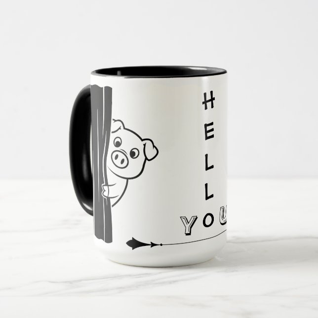 Caneca Divertida Porco Peekaboo (Frente Esquerda)