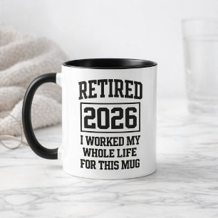 Caneca Divertido Aposentado 2026 Trabalhei a Vida Toda Po