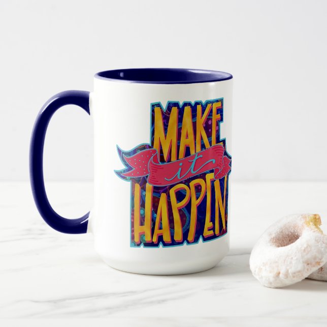 Caneca Divertido Faça isso acontecer inspirividade de cit (Com Donut)