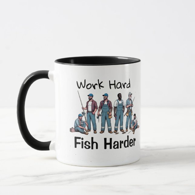 Caneca DIVERTIDO ''PEIXE MAIS DURO'' Azul/Branco (Esquerda)