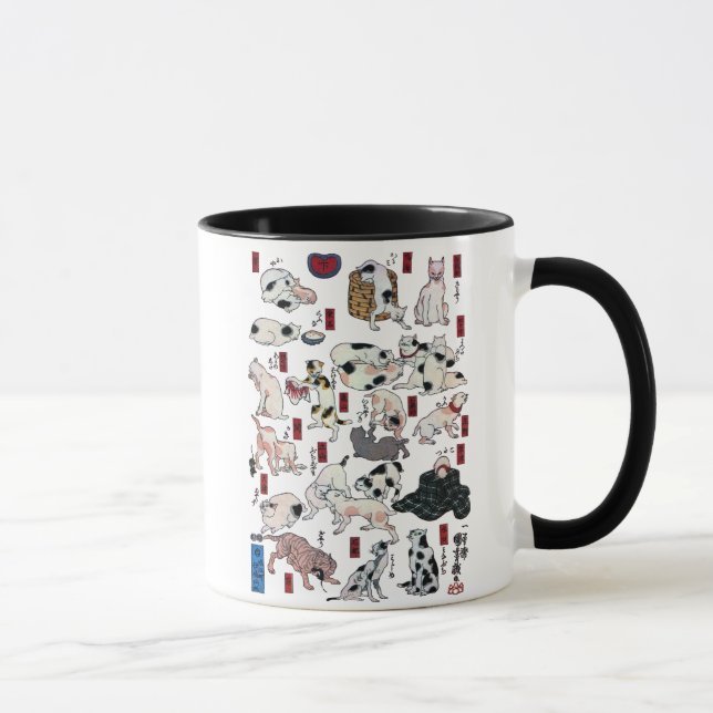 Caneca ） do 下 do （do 其のまま地口猫飼好五十三疋, gatos do 国芳 (3), (Direita)