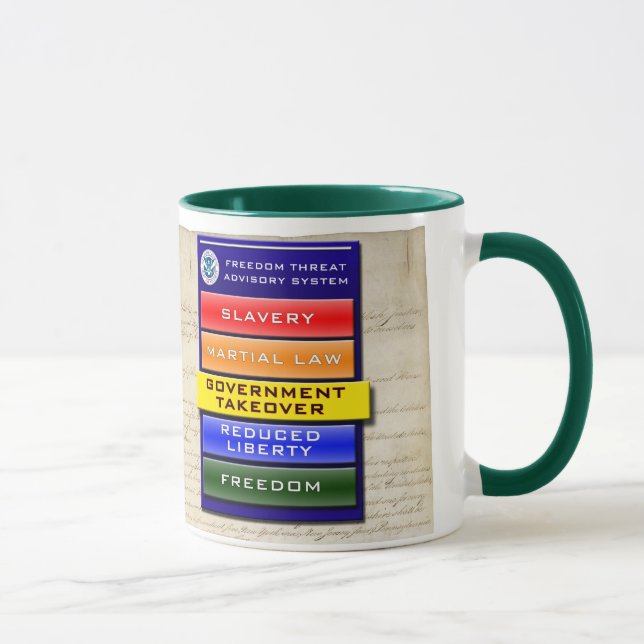 Caneca do Advisory da ameaça da liberdade (Direita)