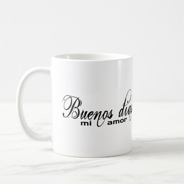 Caneca do amor do MI dos dias de Buenos (bom dia (Esquerda)