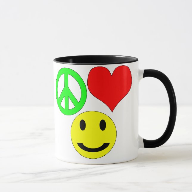 caneca do amor e da felicidade da paz (Direita)