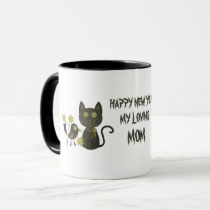 CANECA DO ANO NOVO DO GATO DE ESTIMAÇÃO COMO PRESE