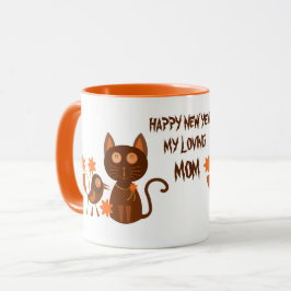 CANECA DO ANO NOVO GATO DE ESTIMAÇÃO COMO PRESENTE