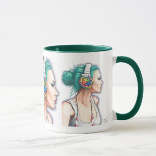 Caneca do auscultadores da caneca da menina do