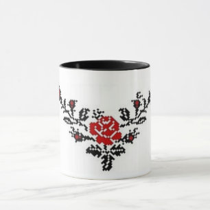 Caneca do bordado da rosa vermelha de Vyshyvanka