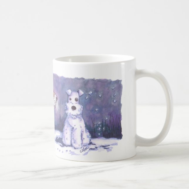 Caneca do branco do inverno 11oz do Fox do fio (Direita)
