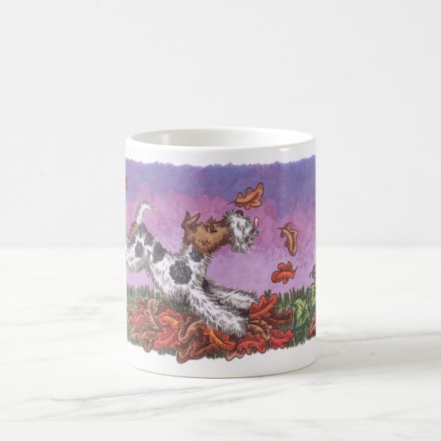 Caneca do branco do outono 11oz do Fox do fio (Centro)