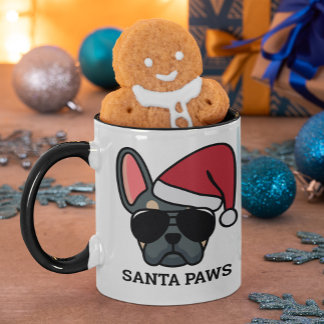 Caneca do Bulldog Francês Azul Bege de Natal