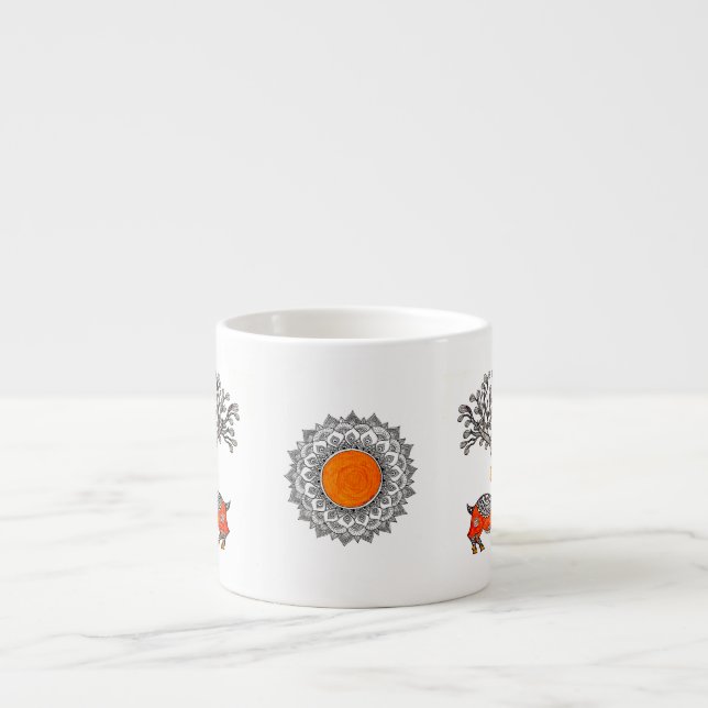 Caneca do café da arte popular do Gond (Frente)