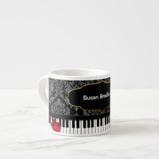 Caneca do café de PIANO/MUSIC com chaves do (Frente Esquerda)