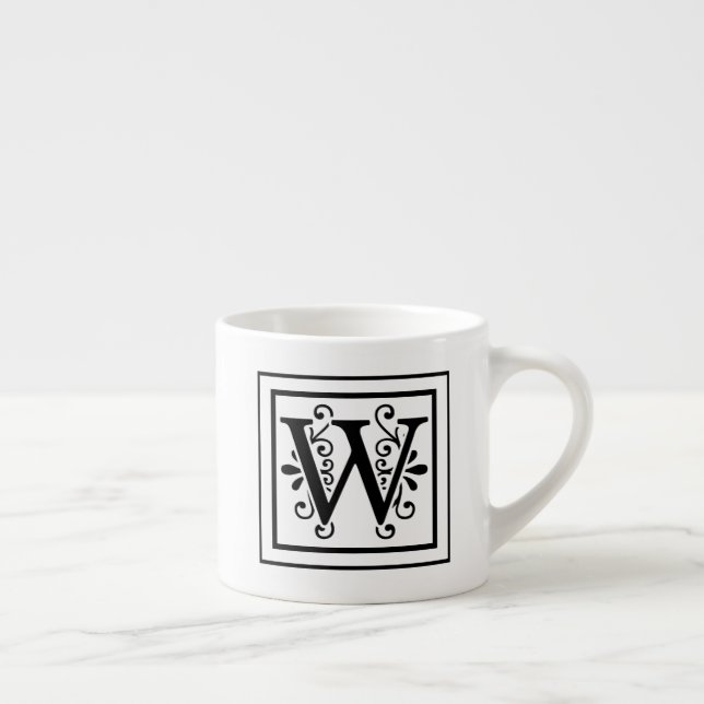 Caneca do café do monograma de W da letra (Direita)