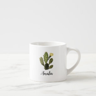 Caneca do café do vintage da flor do cacto do
