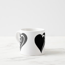 Caneca do café - três formas do coração - preto