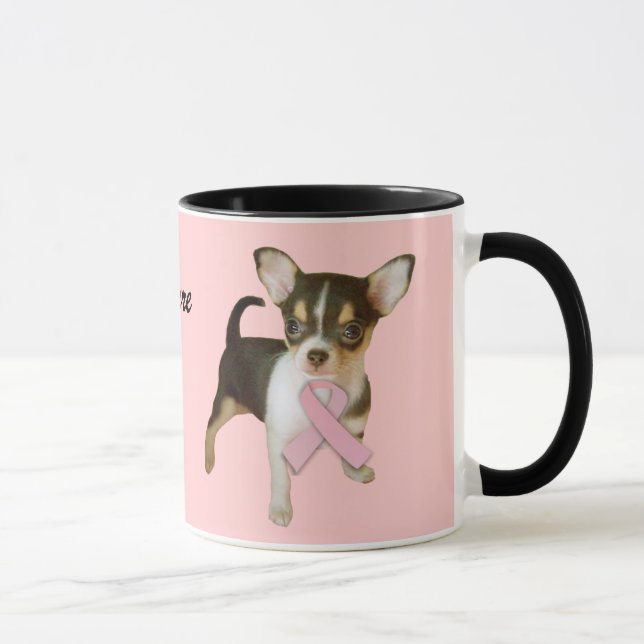 Caneca do cancro da mama da chihuahua (Direita)