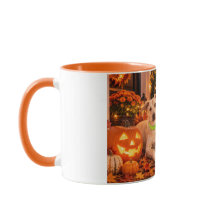 Caneca do Cão de Happy Halloween e Jack-o'-Lantern
