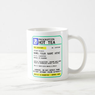 Caneca do chá da prescrição, caneca engraçada