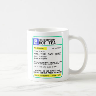 Caneca do chá da prescrição, caneca engraçada