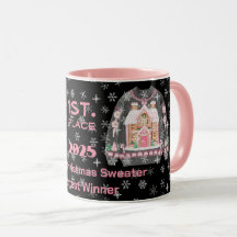 Caneca do Concurso de Suéter de Natal Brega Venced