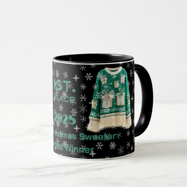 Caneca do Concurso de Suéter de Natal Brega Venced (Frente Esquerda)