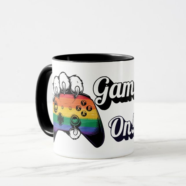 Caneca do Controle Tiger Paw LGBT Pride Game On 20 (Frente Esquerda)
