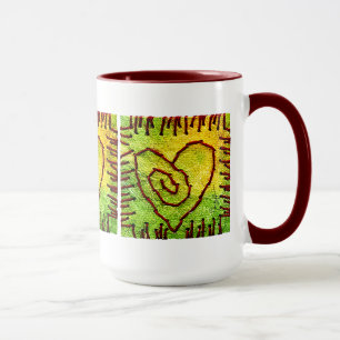 Caneca do coração - coração costurado - vermel