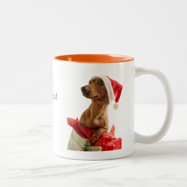 Caneca do Dachshund do Natal (Direita)