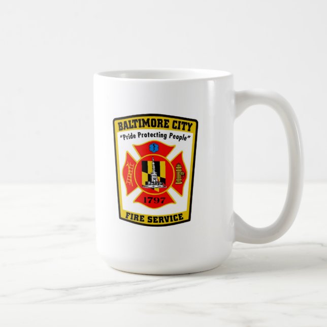 Caneca do departamento dos bombeiros da cidade de (Direita)