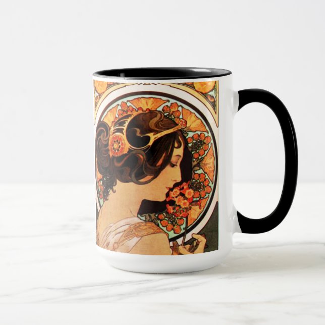 Caneca do deslizamento da vaca de Alphonse Mucha (Direita)